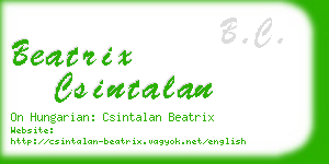 beatrix csintalan business card